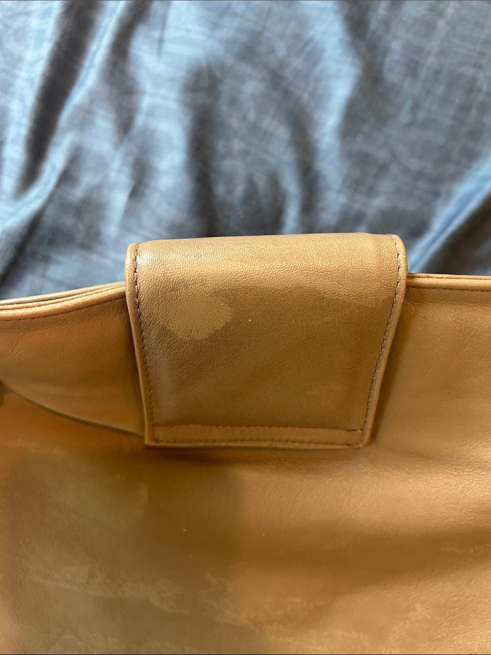 Vintage Brown Leather Clutch with Brown & Gold Accent - Picture 9 of 9